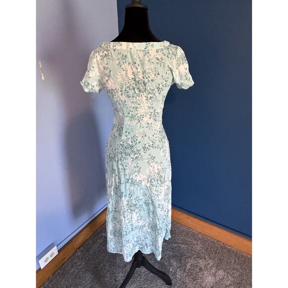 Eddie Bauer XS Petite Blue Floral Midi Dress Cottagecore Prairie Boho - Picture 2 of 12